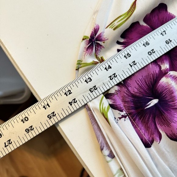 Preowned Womens Rayon Aloha Fashion Sleeveless Floral Midi Dress Large Purple - Picture 9 of 9